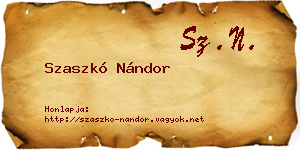 Szaszkó Nándor névjegykártya