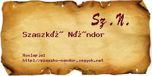 Szaszkó Nándor névjegykártya
