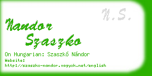 nandor szaszko business card
